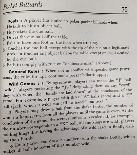 Poker pocket billiards rules BCA 1945 - 5