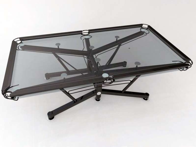 Glass pool table with black frame