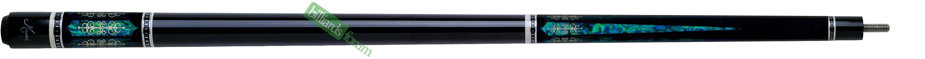 Black Meucci 21st Century Series #3 Cue with Blue Paua Shell Inlay, Model 21-3-C-B