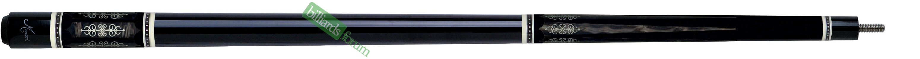 Black Meucci 21st Century Series #3 Cue with Smoke Paua Shell Inlay, Model 21-3-C-Grey