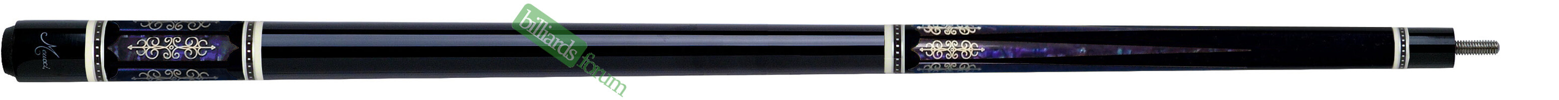 Black Meucci 21st Century Series #3 Cue with Purple Paua Shell Inlay, Model 21-3-C-P