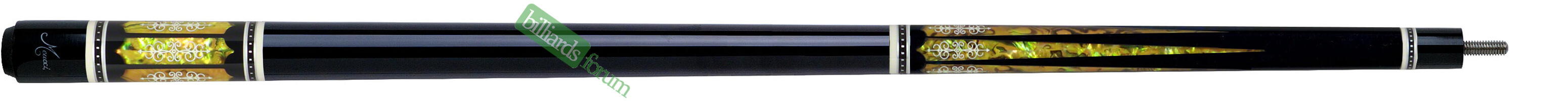 Black Meucci 21st Century Series #3 Cue with Yellow Paua Shell Inlay, Model 21-3-C-Y
