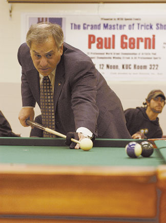 Photo of Paul Gerni playing billiards #1
