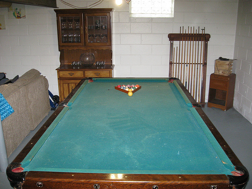 Antique Pool Cue Rack and Billiard Table