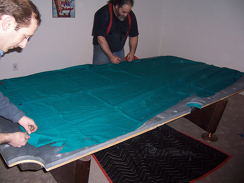 Installing Pool Table Cloth - Cutting