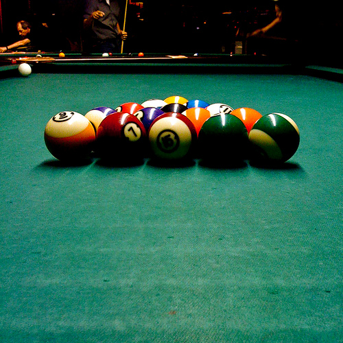 Worn Out Green Billiard Table Cloth