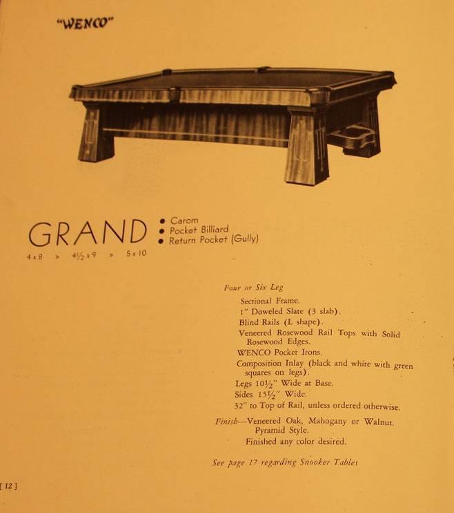Wendt "Grand" Pool Table